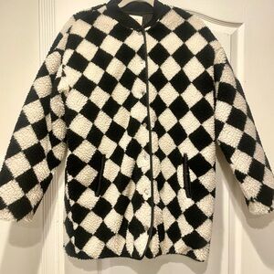 If By Sea Black and White Checkered Coat